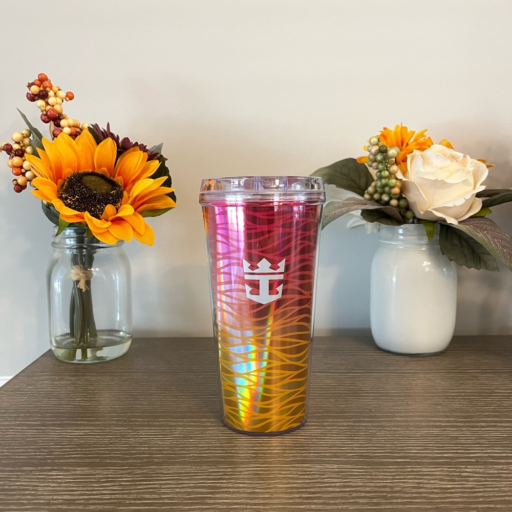 Royal Caribbean Soda Mug Cruise Travel Mug with Lid Ombré Red Orange Yellow ⚓️